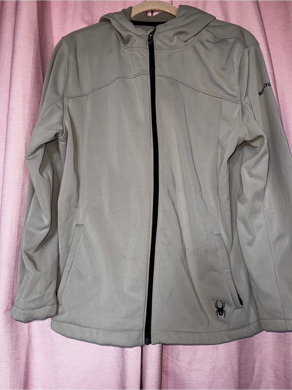 Spyder Light Gray Hooded Softshell Utility Jacket